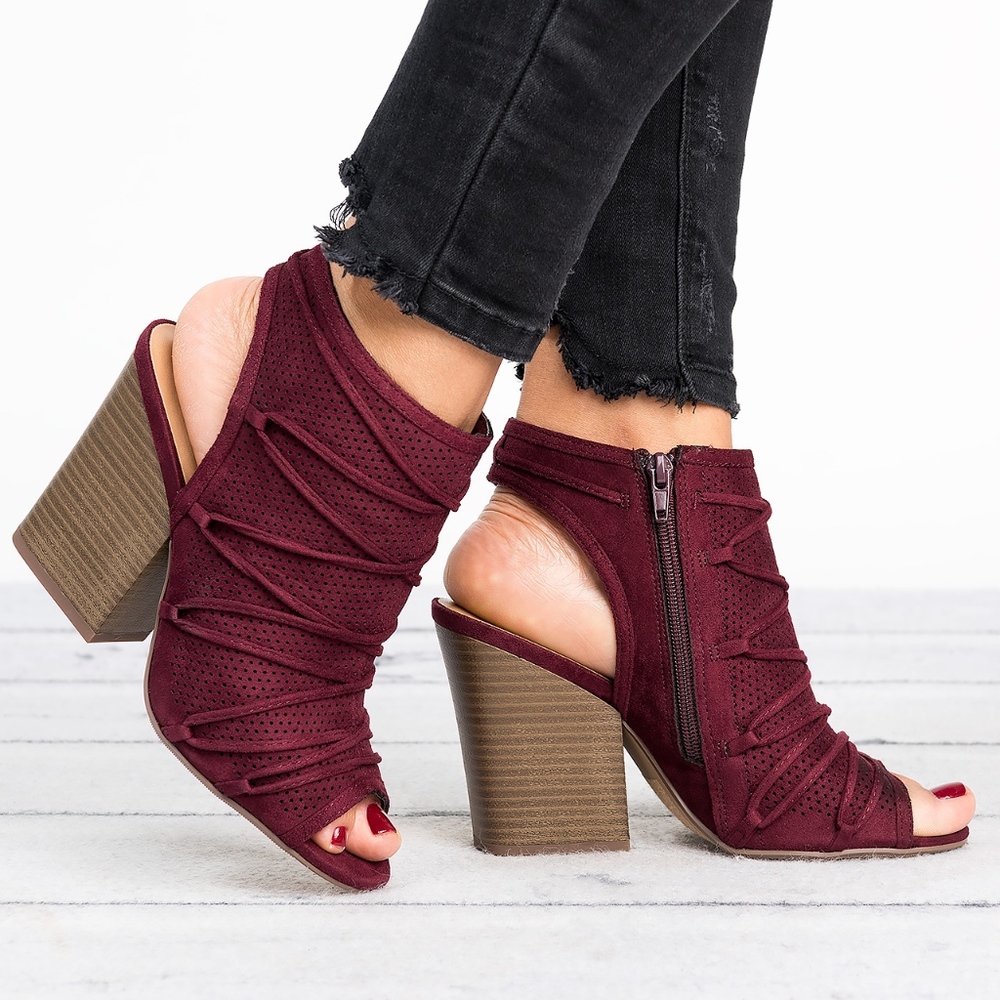 Ruby Peep toe Bootie - Vino - Picture 3 of 5